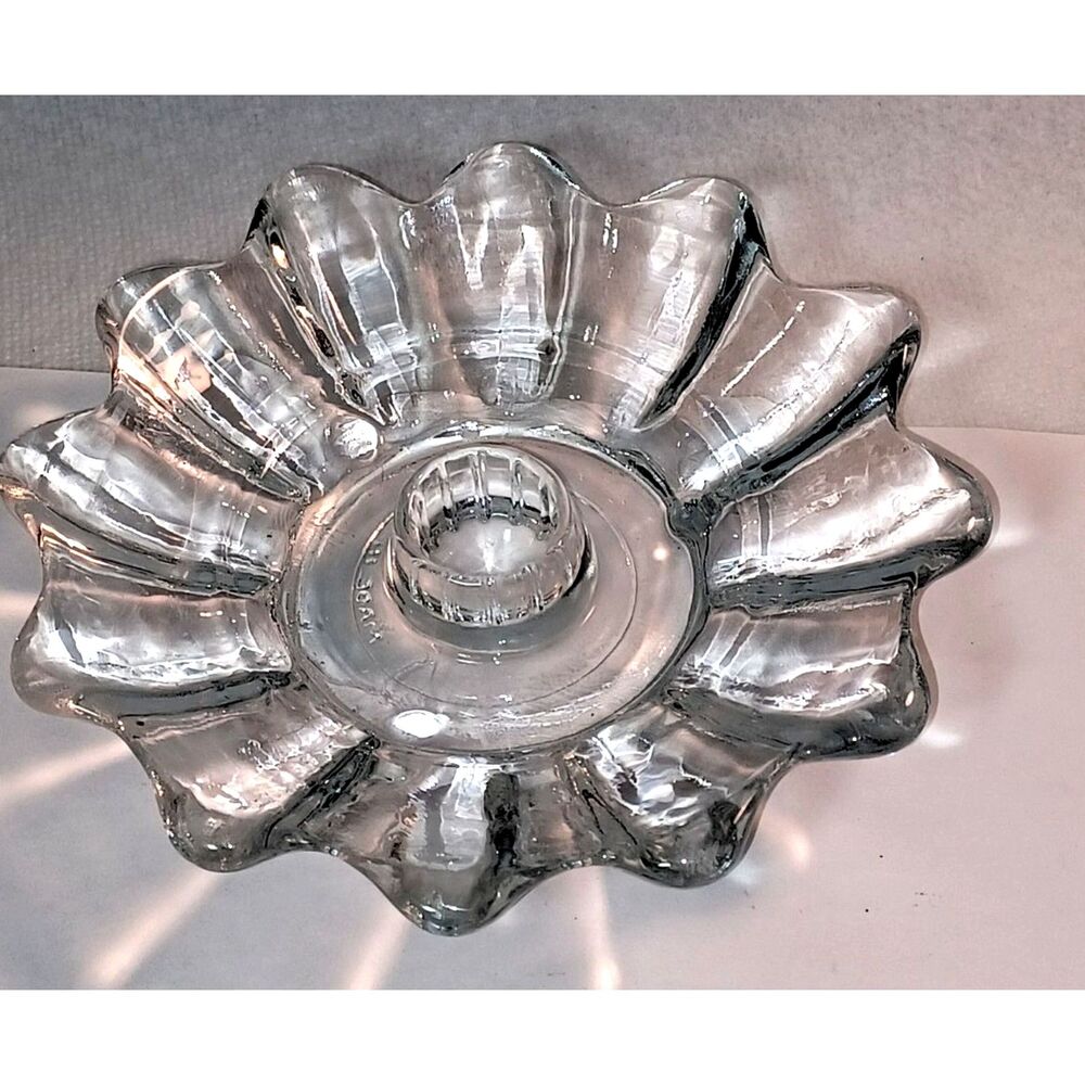 Federal Glass CELESTIAL Candle Holder Iridescent Petal Shape Carnival Glass 5" W